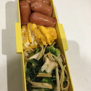 お弁当おかず！ほうれん草とエリンギのマヨパスタ